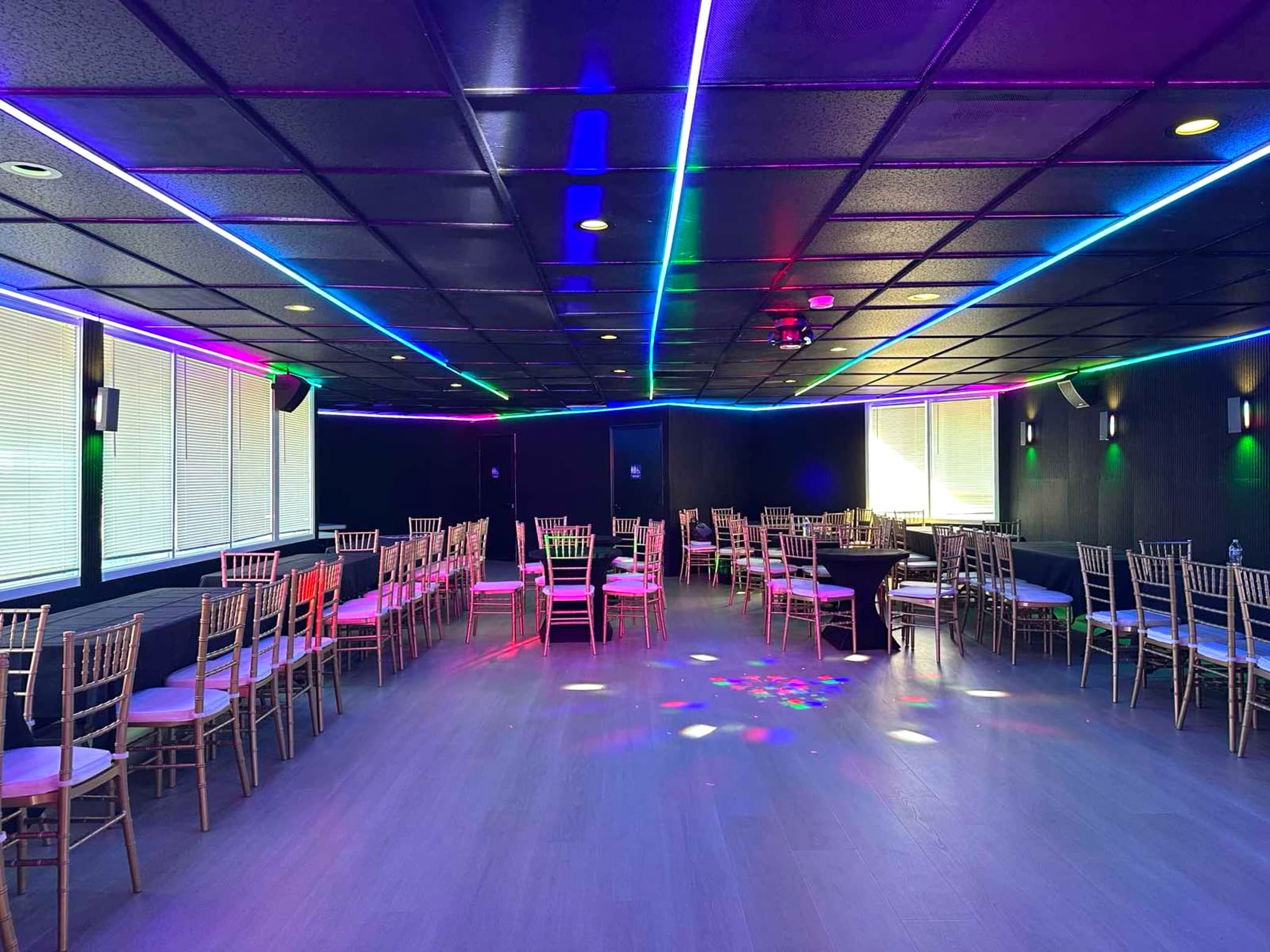 Indoor studio with LED stage lighting